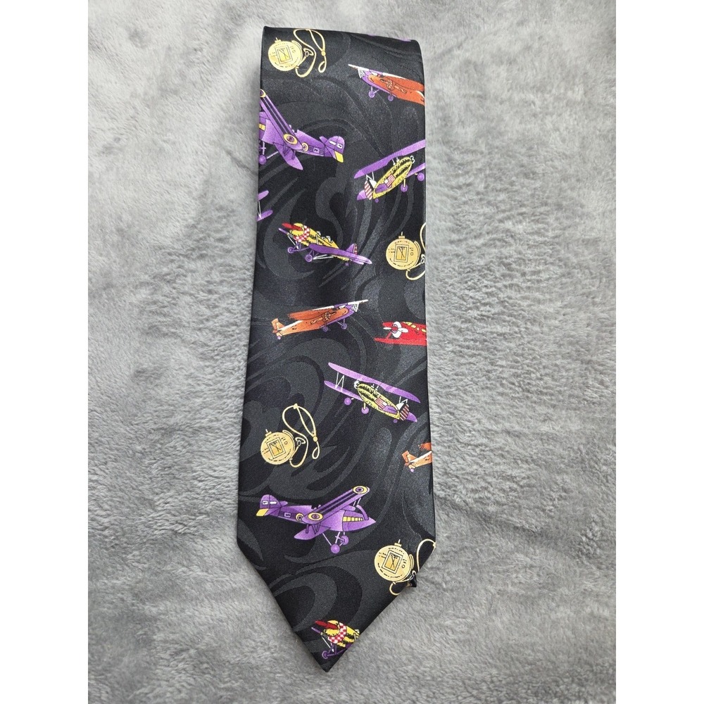 Hand Made Steven Harris Polyester Men's Necktie Airplanes Compass Pilots 59 in